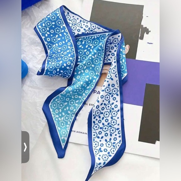 Blue Patterned 4 Scarves Set 34 - Picture 3 of 5